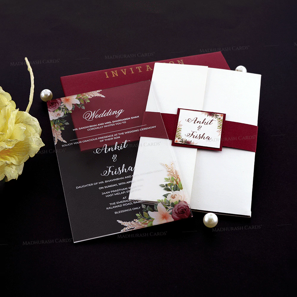 Designer Acrylic Wedding Invitation 9351 Card