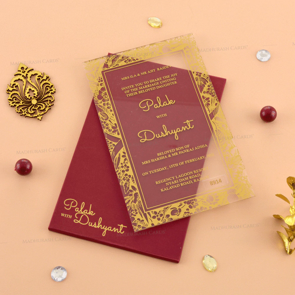 Elegant Acrylic Wedding Invitation 8914 Cardset