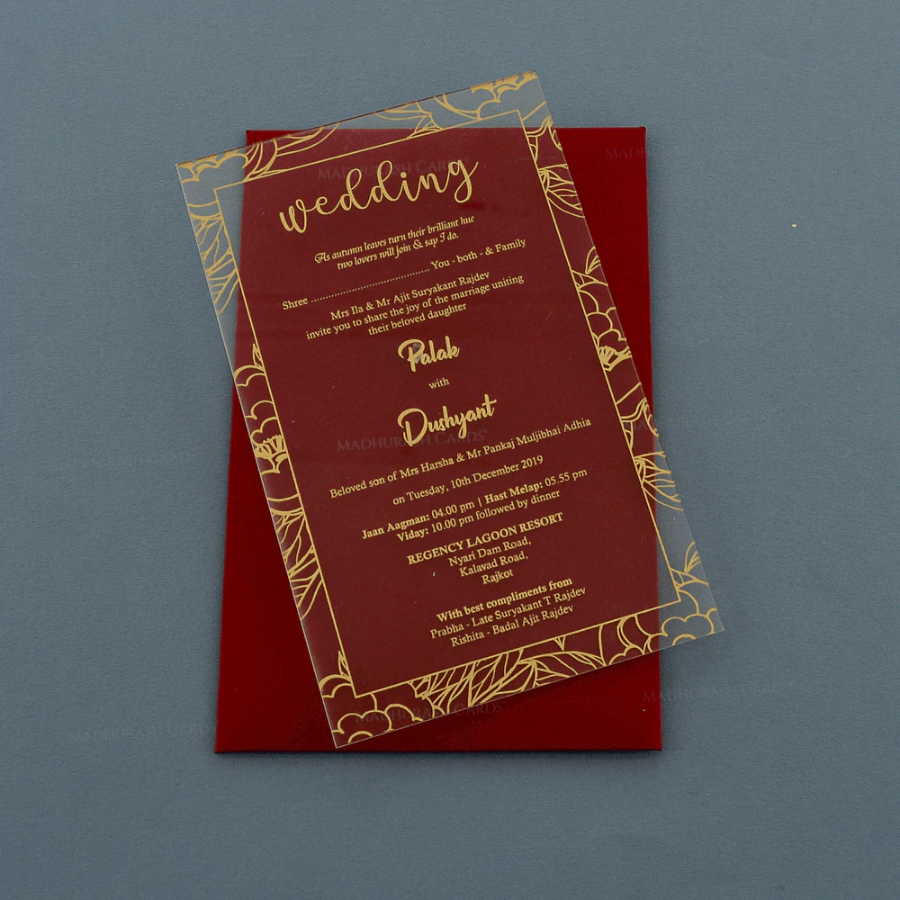 Elegant Acrylic wedding invitation 8917G Card