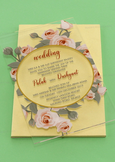 Elegant Floral Acrylic Wedding Card 8865 Card