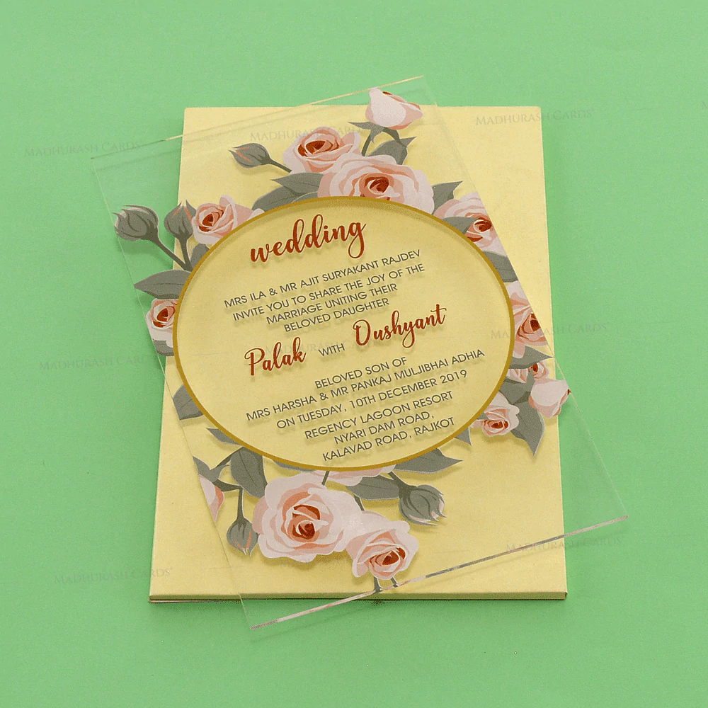 Elegant Floral Acrylic Wedding Card 8865 Card
