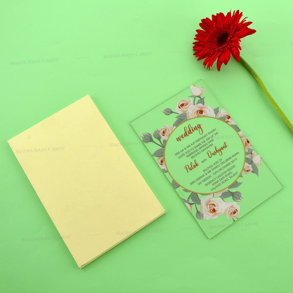 Elegant Floral Acrylic Wedding Card 8865 Extra1