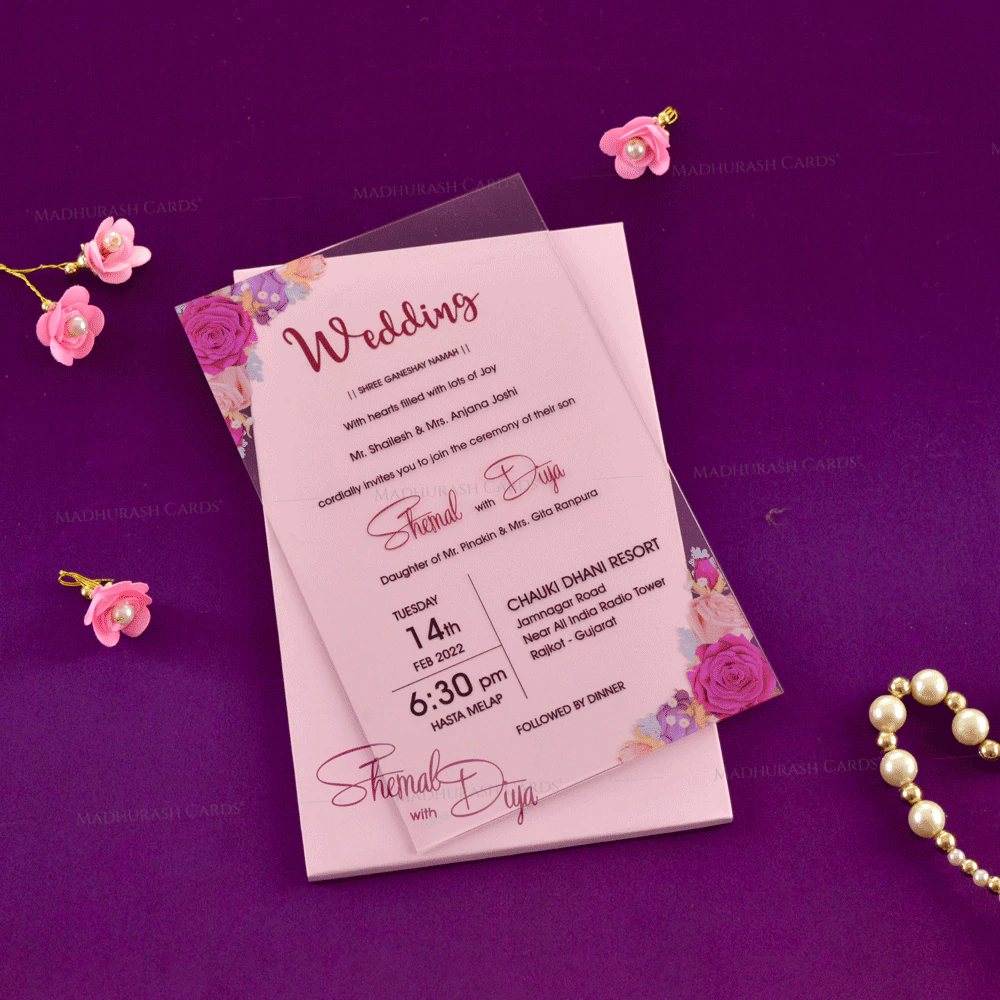 Floral Acrylic Wedding Card 8863 CardFront