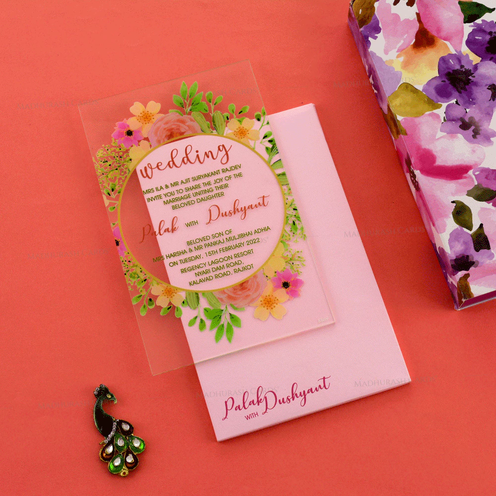 Floral Transparent Wedding Card 8869 Cardfrontt