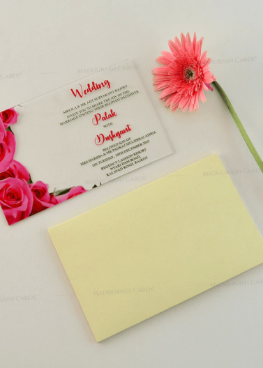 Pink Rose Acrylic Wedding Invitation 8861 Extra2