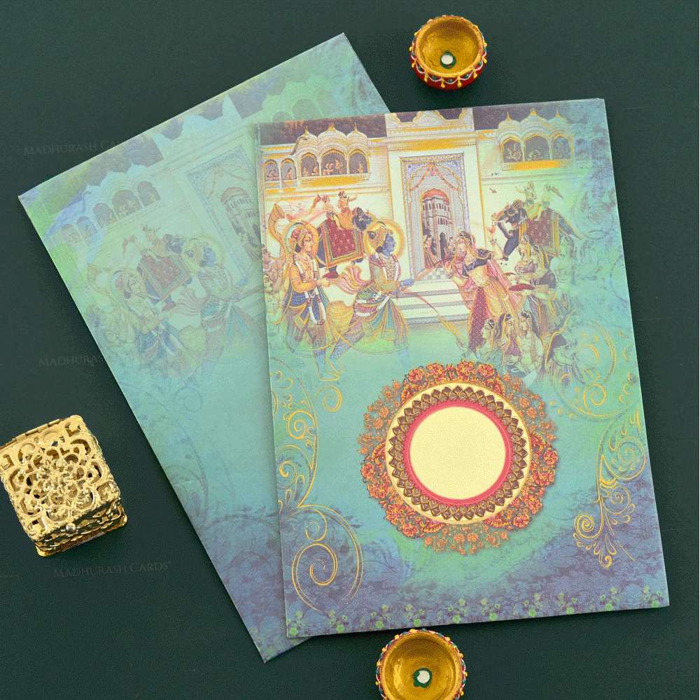 Radha Krishna Wedding Card 19172 Cardfront